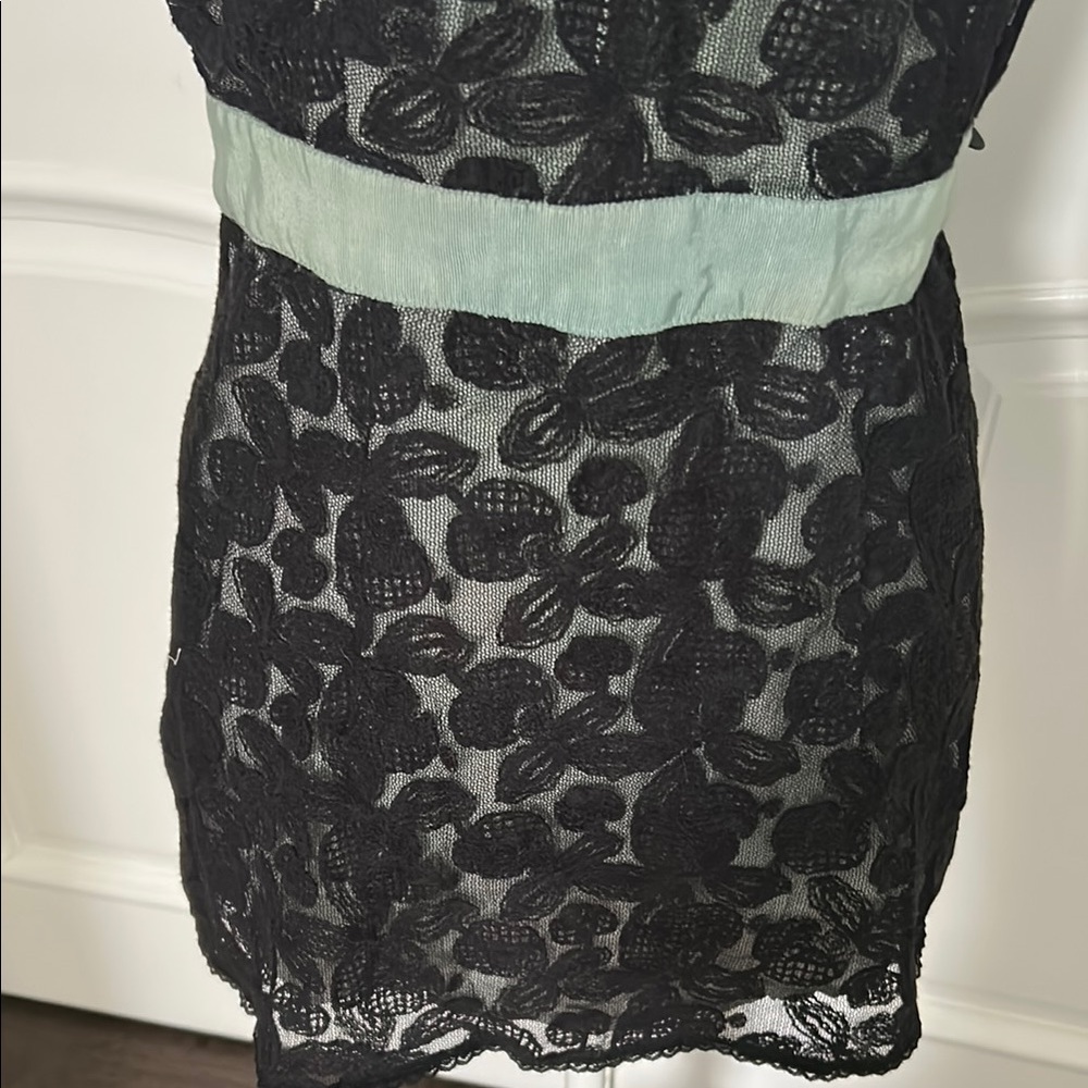 Nanette Lepore Black Lace Top with Turquoise Accents - Picture 8 of 10
